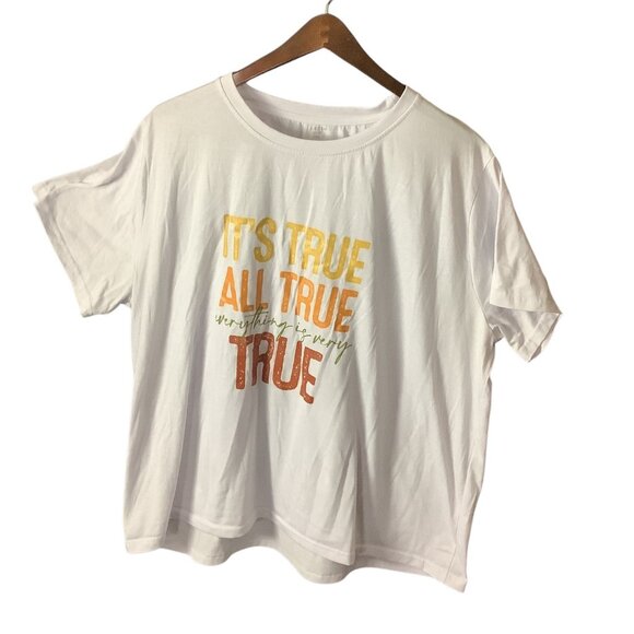 SHEIN Womens Curve 5XL White Graphic T-Shirt "Its True All True" Short Sleeve - Picture 5 of 8